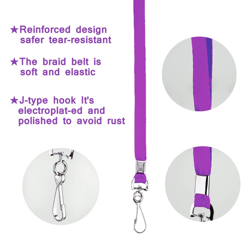 Korty Purple Lanyards Bulk 50 packs Lanyards for ID Badges Lanyards with Swivel Hook Clips for Name Tag Lanyard ID Holder - Image 4